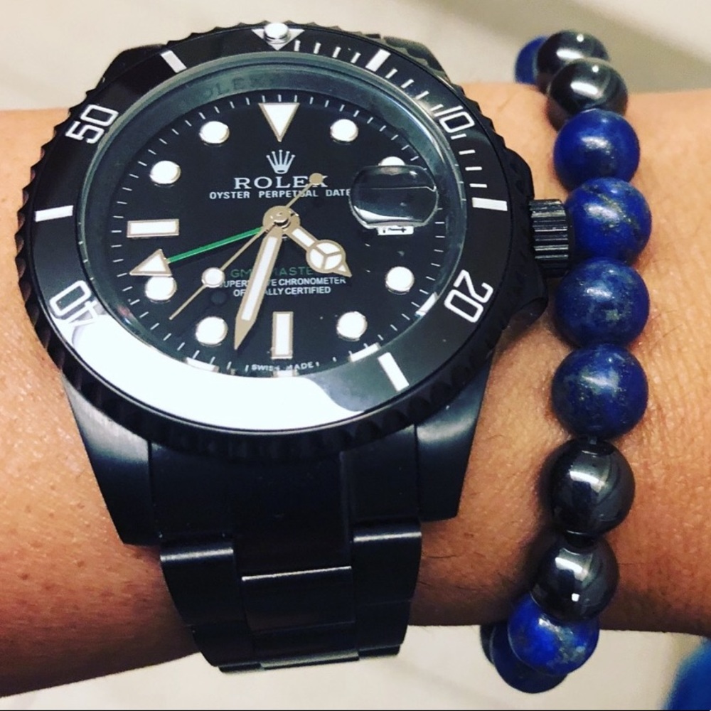Lapis Lazuli & Magnetic Hematite Gemstone Bracelet